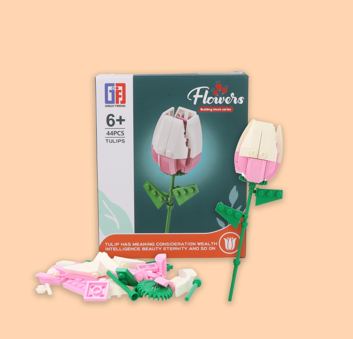 Single Flower Lego Block Kit - Creative Construction Toys Party Favours Stocking Fillers