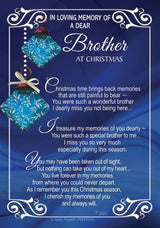 In Loving Memory of a Dear Brother Christmas Graveside Keepsake Card
