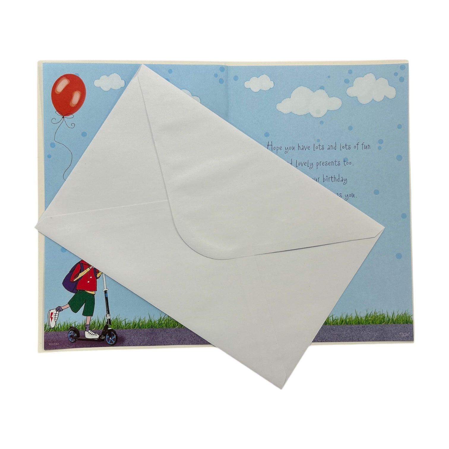 Age 5 Boy Riding A Scooter Juvenile Birthday Card With Badge