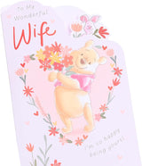 Winnie The Pooh with Bouquet Design Wife Valentine's Day Card