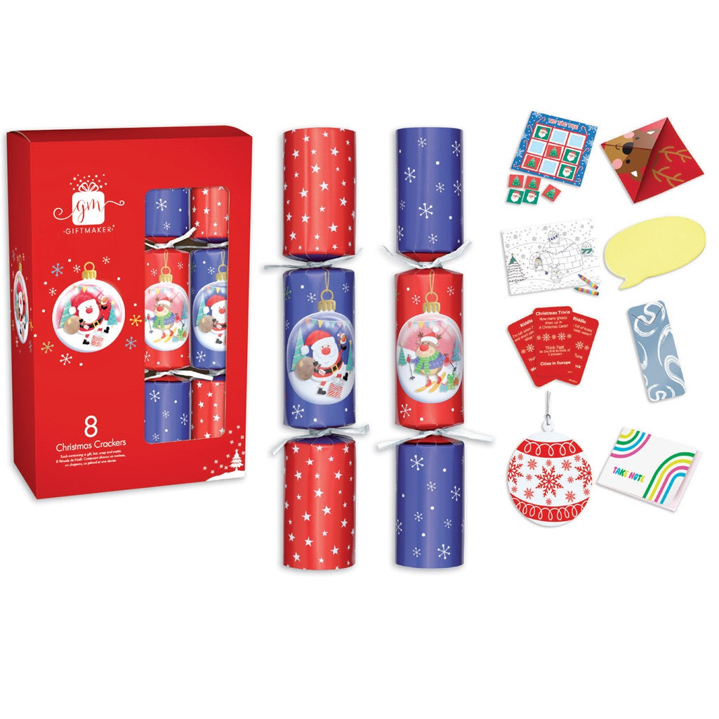 Pack of 8 12" Novelty Family Christmas Dinner Crackers