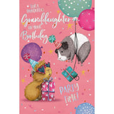 Guinea Pigs, Balloons and Presents Design Granddaughter Birthday Card