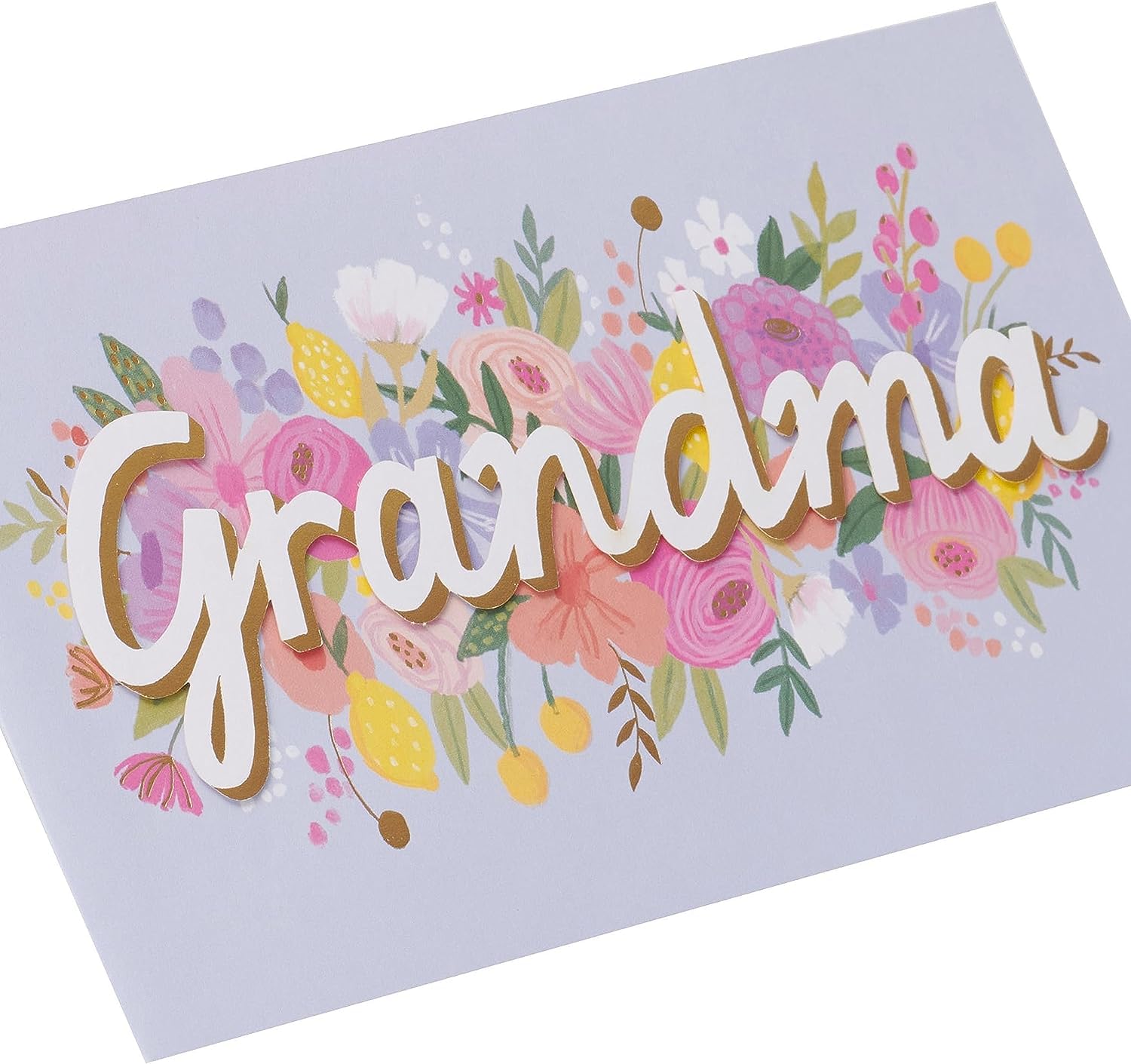 Grandma Birthday Card Flower & Bold Font Design 