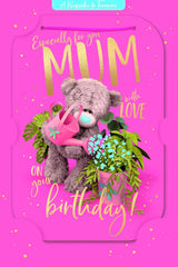 Bear Watering Plants 3D Photo Finish Keepsake Mum Birthday Card