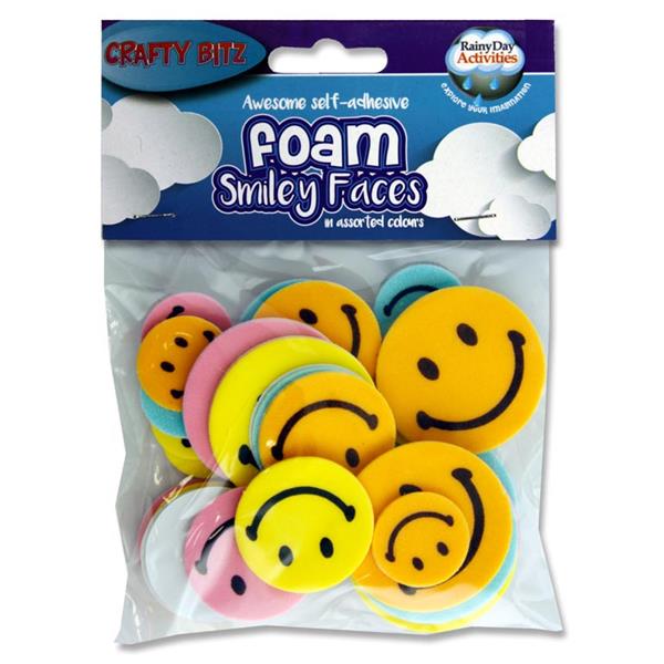 Pack of 30 Smile Faces Foam Stickers by Crafty Bitz