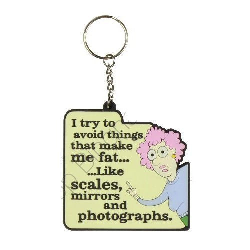 Aunty Acid 3D Rubber Keyring I Try To Avoid Things {DNL EBAY}