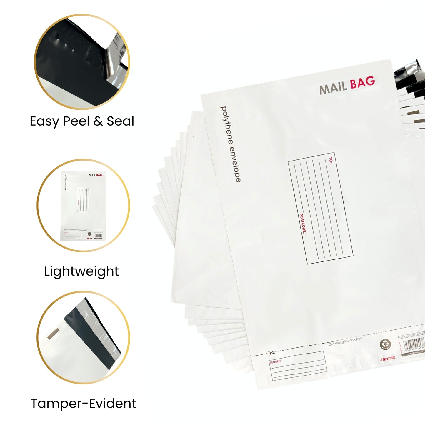 Pack of 10 Medium Polythene Mailing Bags 24x32cm – Secure Peel & Seal Envelopes