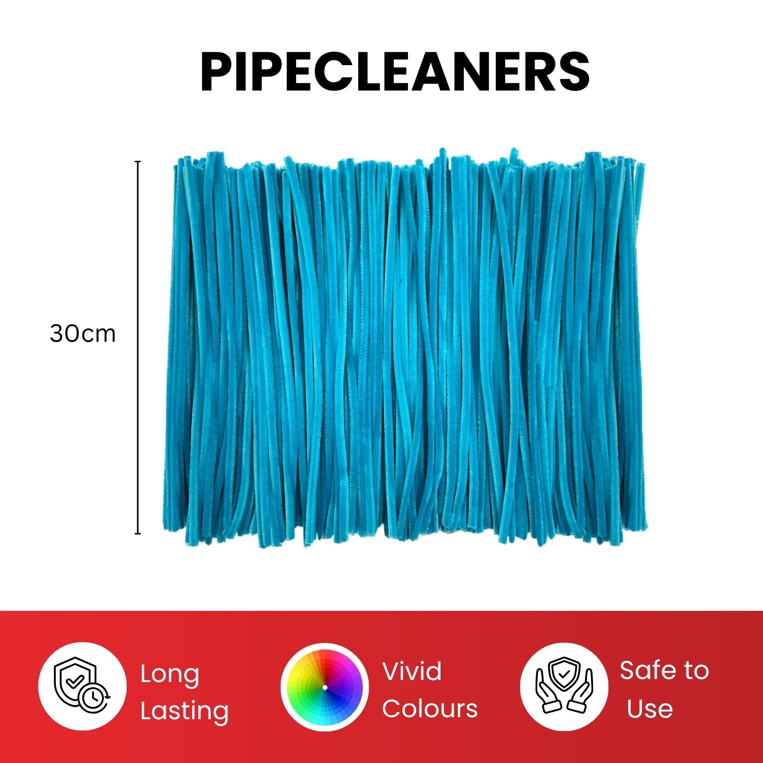 Pack of 50 Dark Green Coloured Pipe Cleaners 30cm x 6mm Craft Chenille Stems