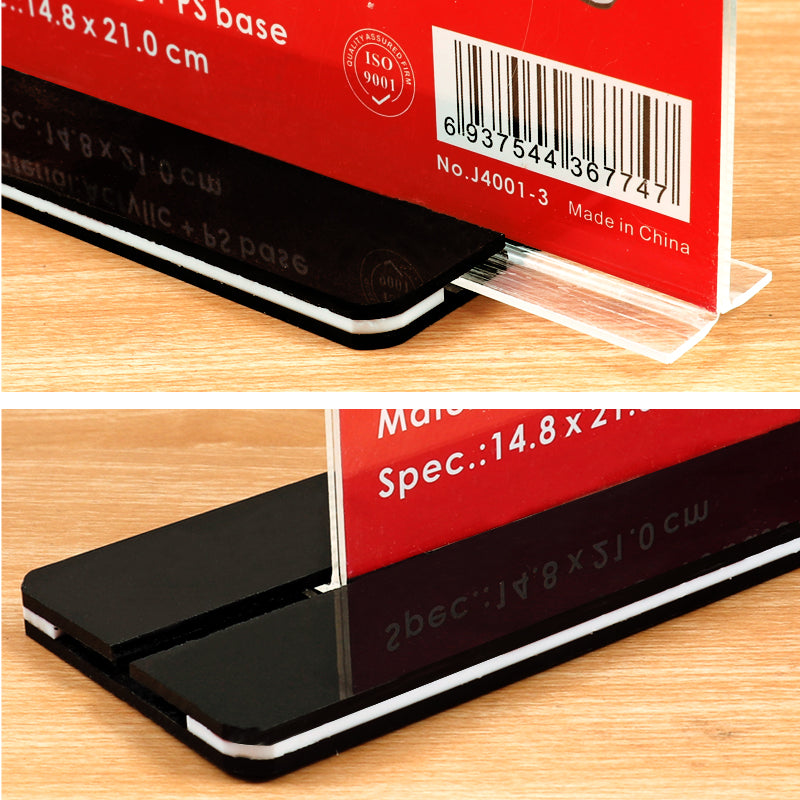 Vertical Design T-Shape Acrylic Sign Holder 10 x 15cm