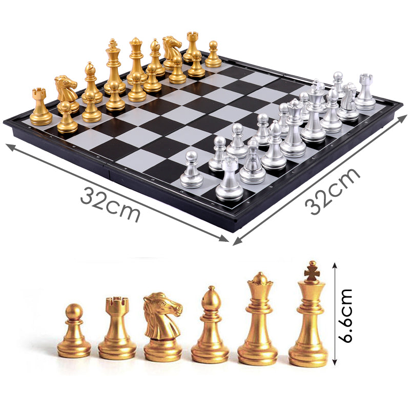 Folding and Magnetic Checker Chess Board game