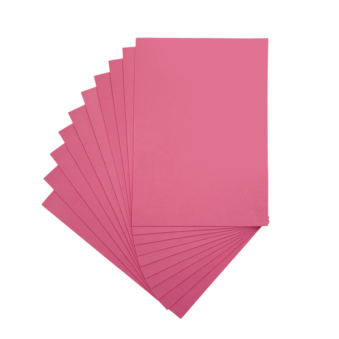 Pack of 10 A4 Pink Coloured EVA Foam Sheets