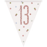 9ft Birthday Rose Gold Glitz Number 13 Prism Pennant Banner