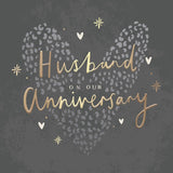Heart Design Contemporary Luxury Foiled Husband Anniversary Card