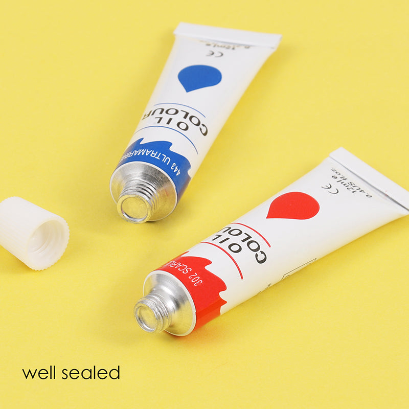 Pack of 12 12ml Professional Quality Oil Colour Paint