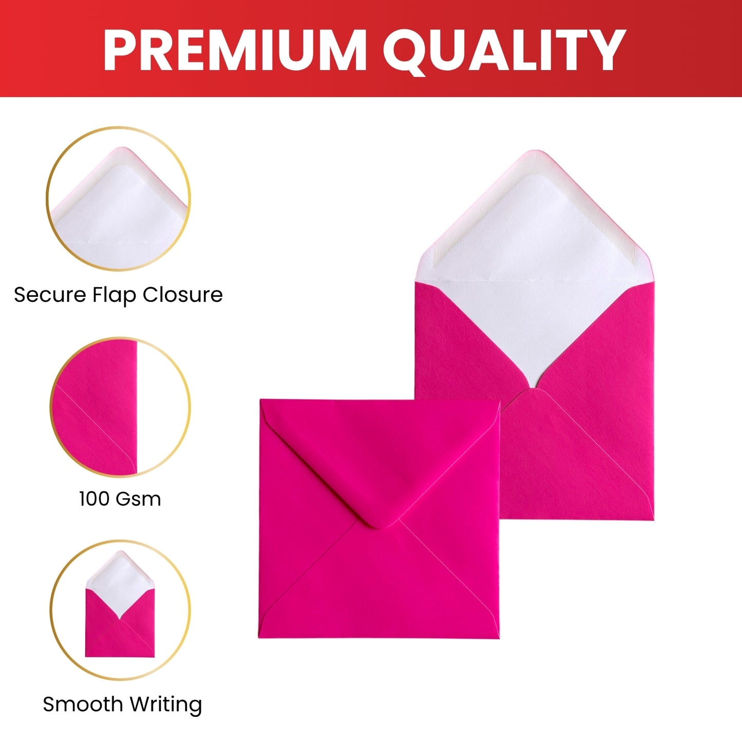 Pack of 50 Vivid Green 130x130mm Gummed Envelopes