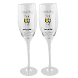 Boxed Pair of Champagne Flutes Congratulations Tracey Russell Coffee & Cream New