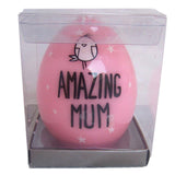 Amazing Mum" Cute Pink Novelty Pillar Wax Candle