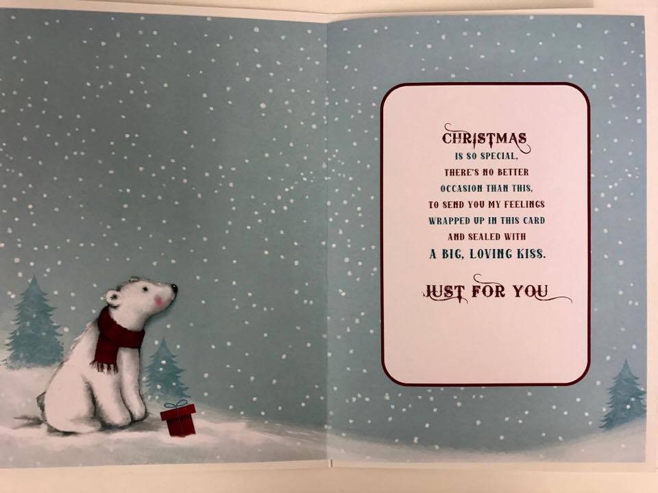 Nice Verse Colourful Glitter New Bear & Gift Christmas Card - BOYFRIEND 