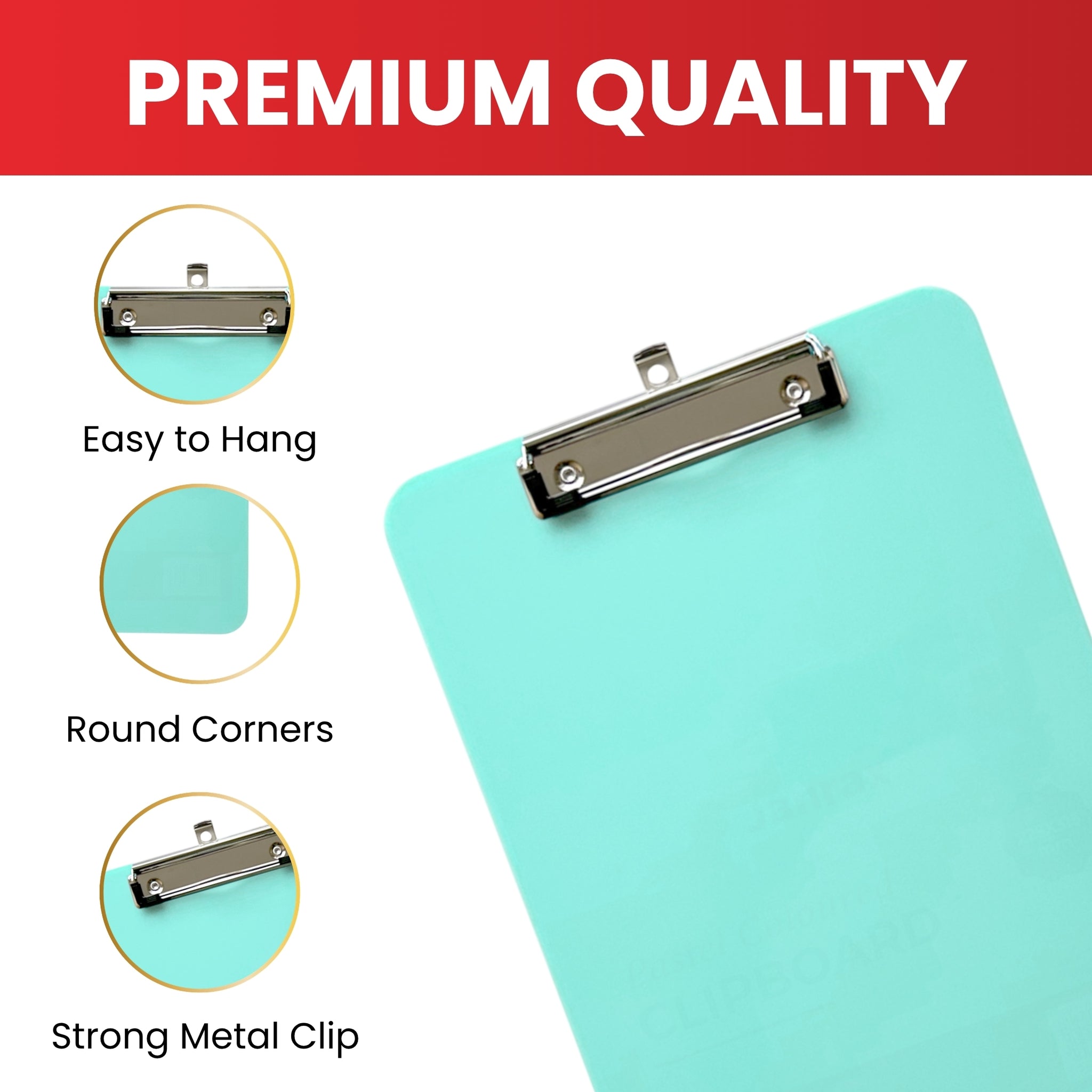 A4 Pastel Blue Plastic Clipboard with Metal Clip and Round Corner