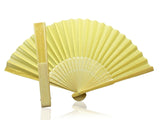 Ivory Fabric Hand Held Bamboo Wooden Fan