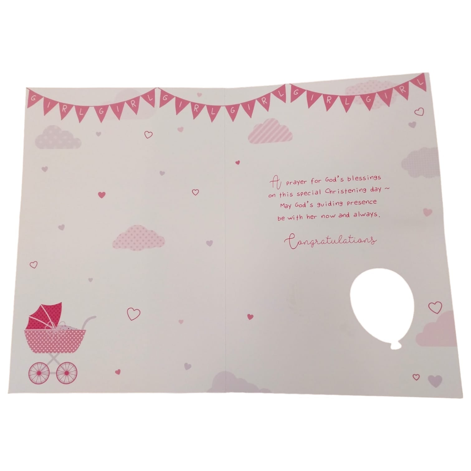 On the Christening of your Baby Girl Balloon Boutique Greeting Card