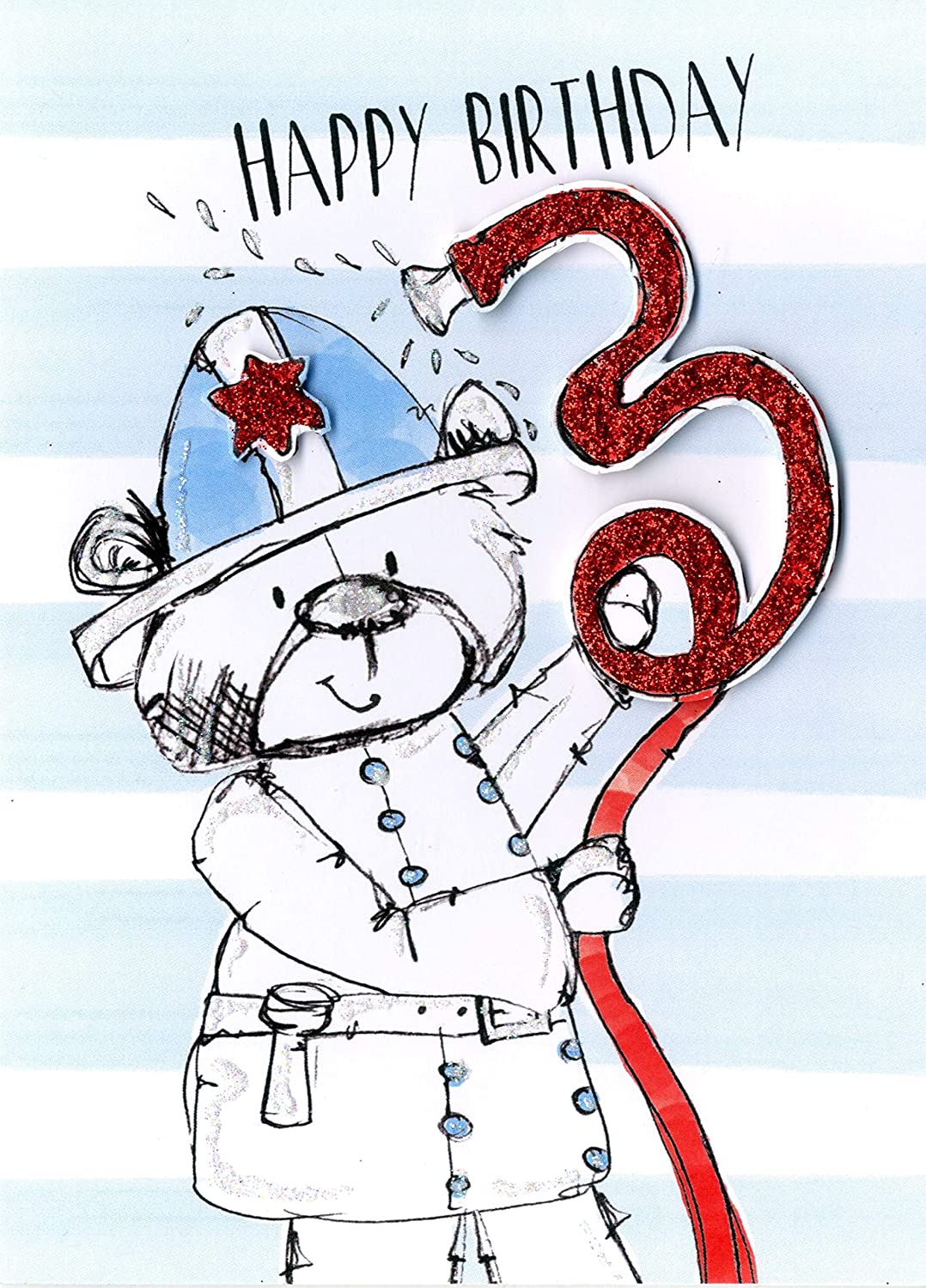 Boy Happy Birthday 3rd Card Second Nature Age 3 Scribble Bear Firemen 