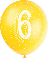 Pack of 5 Number 6 12" Latex Balloons