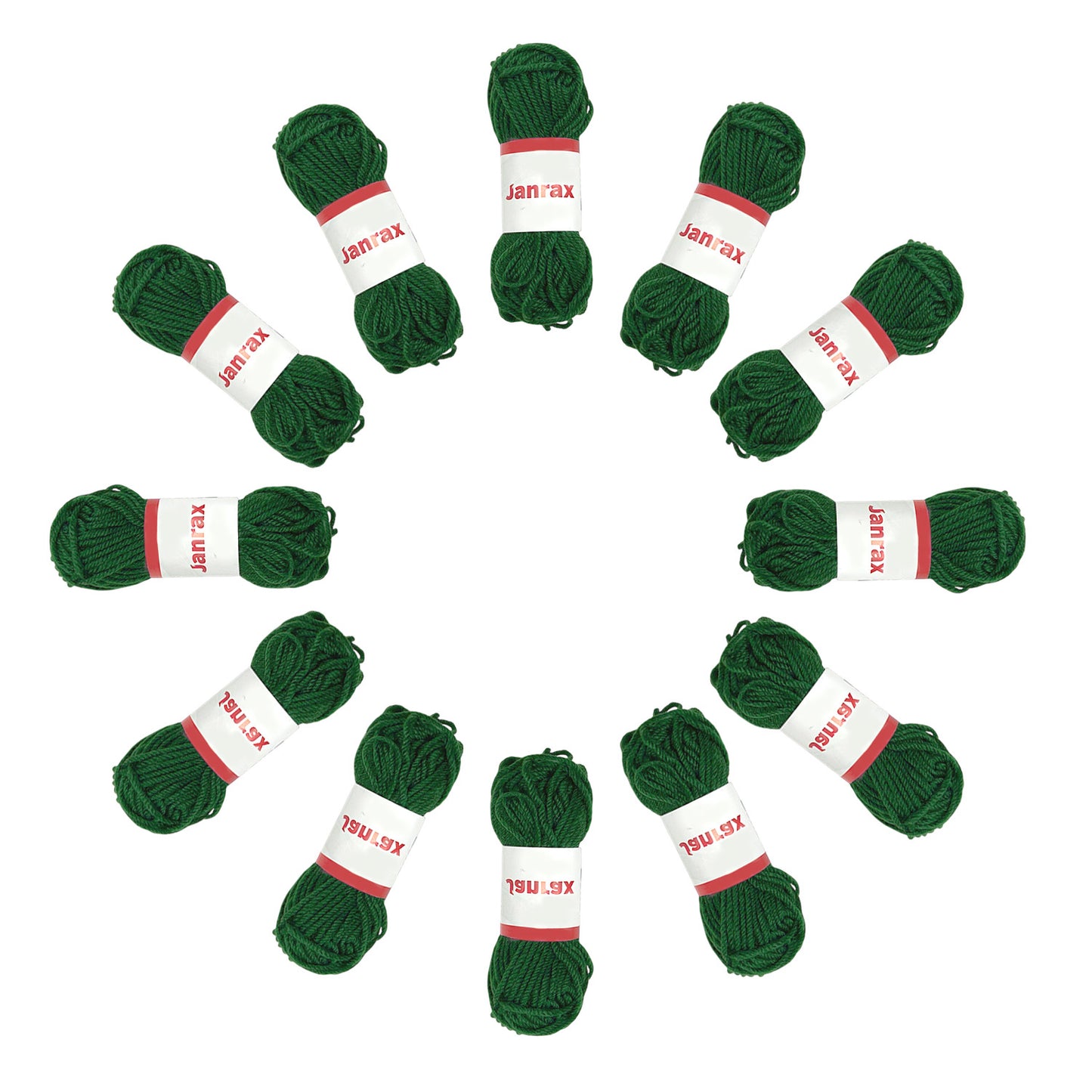 Pack of 5 Dark Green Acrylic Yarn Rolls – 10g each, 4 Strand 8 Ply Knitting Wool