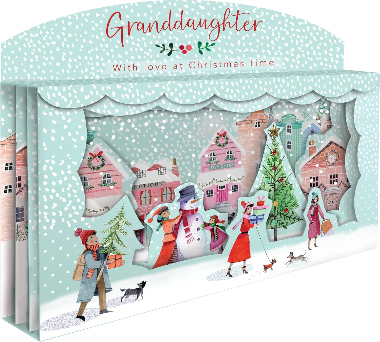 Granddaughter Spectacular 3D Street Scene Freestanding Christmas Card {DC}