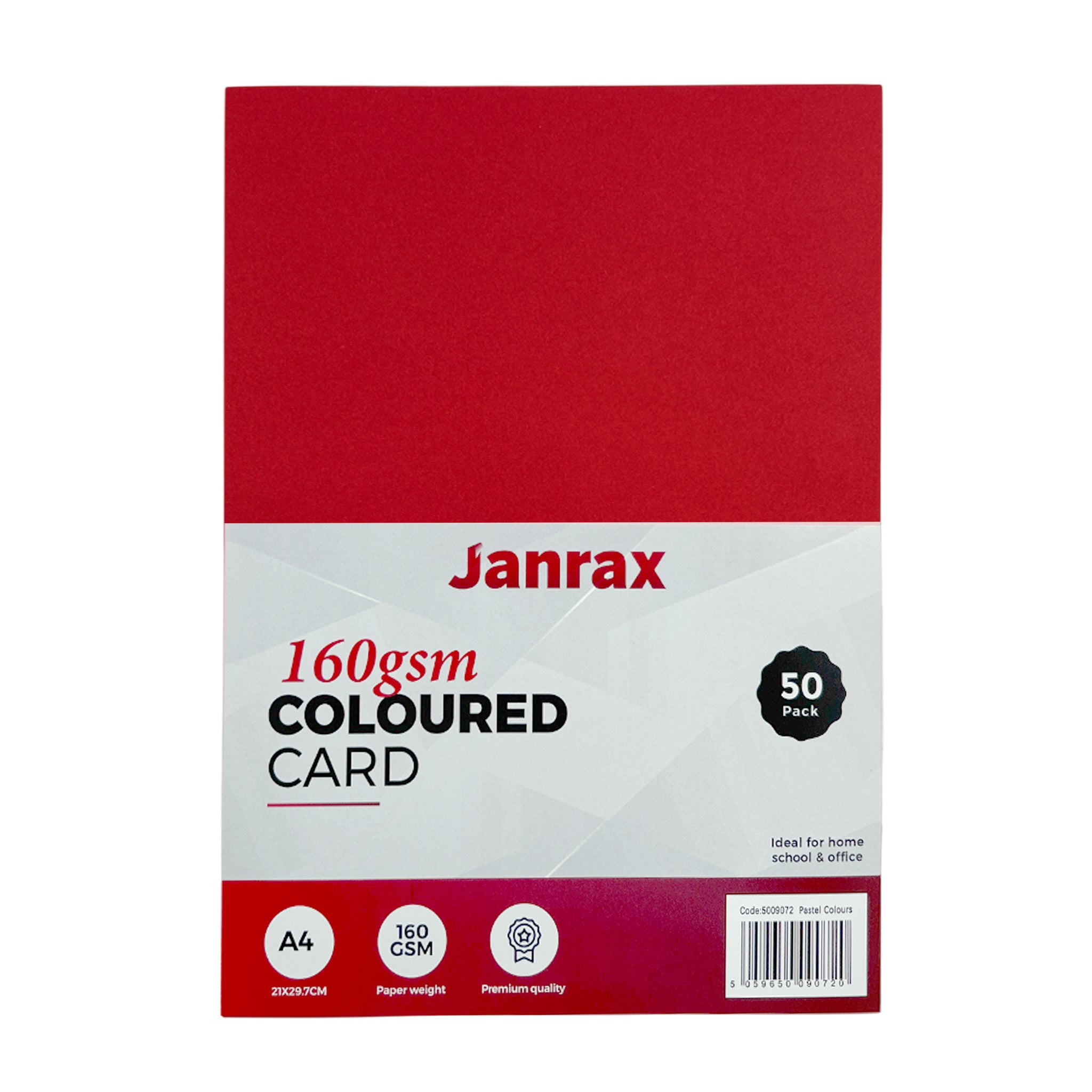 Pack of 50 A4 Assorted Primary Coloured Card 160gsm Sheets