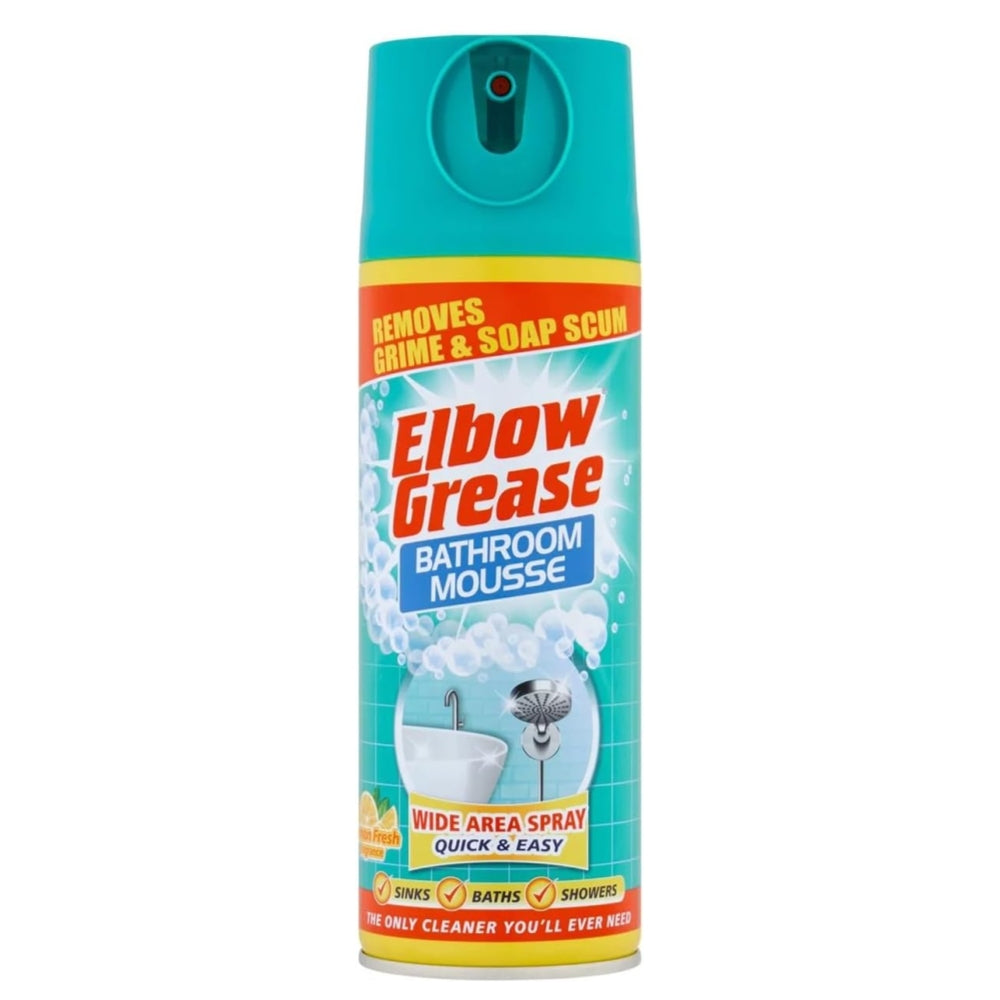 Elbow Grease Lemon Fresh Fragrance Bathroom Mousse Spray Cleaner 400ml