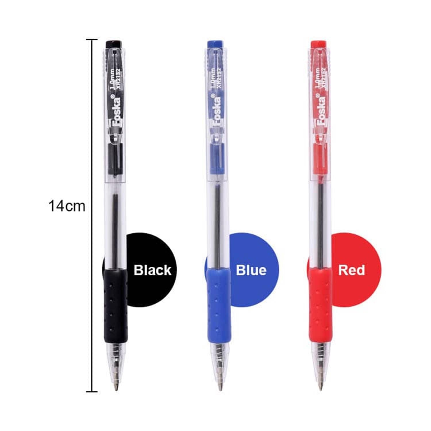 Pack of 12 Retractable Design Rolling Blue Ball Pens