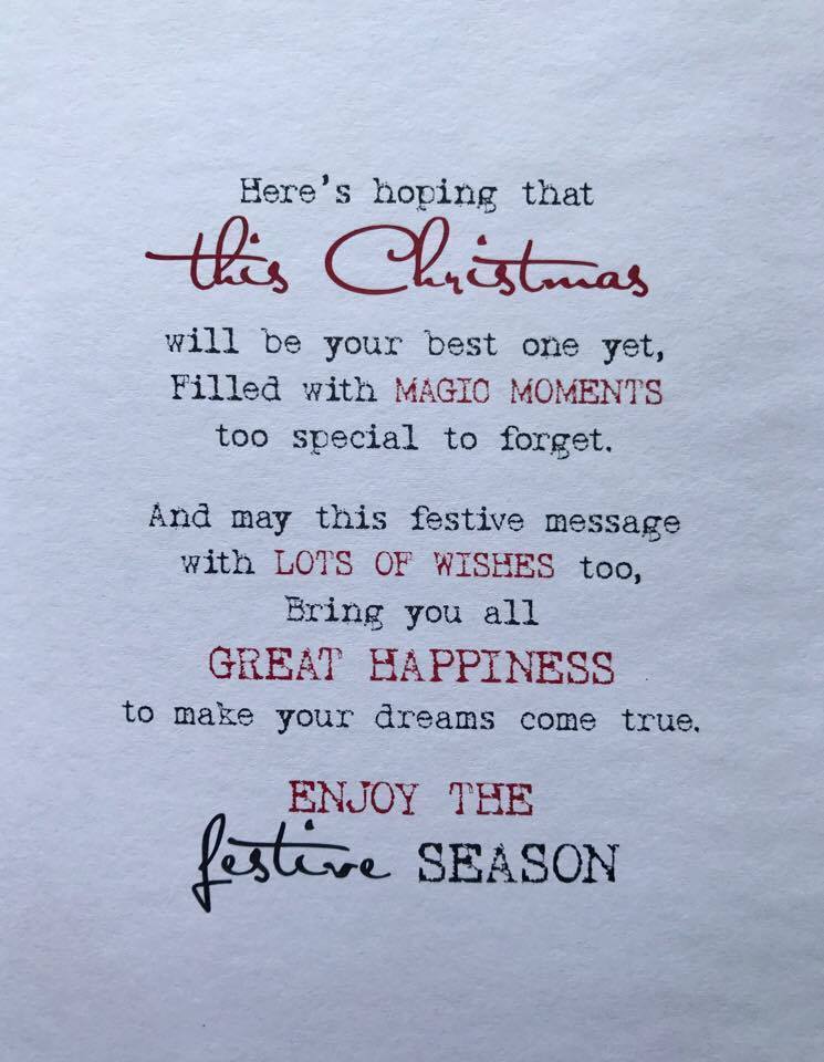 ALL OF YOU, NICE VERSE GOLD GILTTER TREE CHRISTMAS CARD 