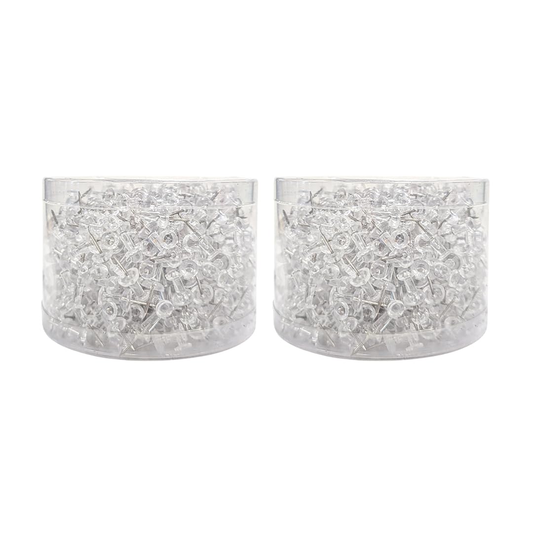 Pack of 1000 Janrax Clear Transparent Push Pins