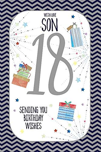 Son  Age 18 Birthday Greeting Card 18th Foil Finish