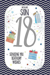 Son  Age 18 Birthday Greeting Card 18th Foil Finish