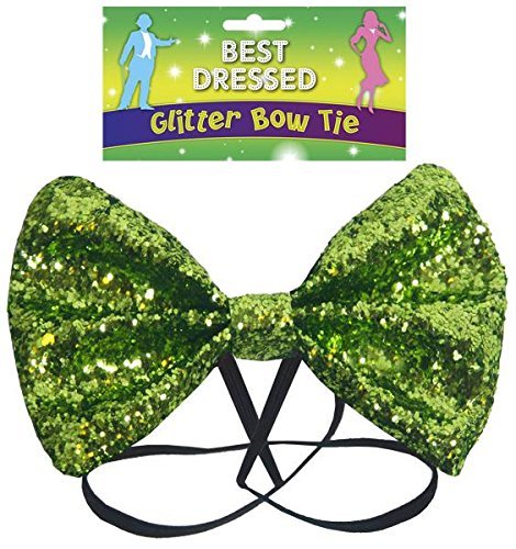BOW TIE GLITTER 12 X 7CM GREEN {DC}