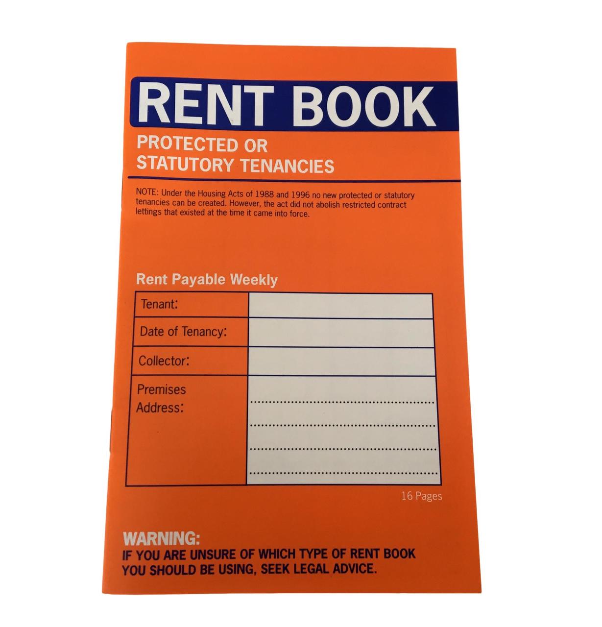 Rent Book 16 Page Protected Or Statutory Tenancies Book (C235)