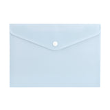 Pack of 12 A4 Light Pastel Blue Soft Touch Plastic Document Wallets with Button Closure