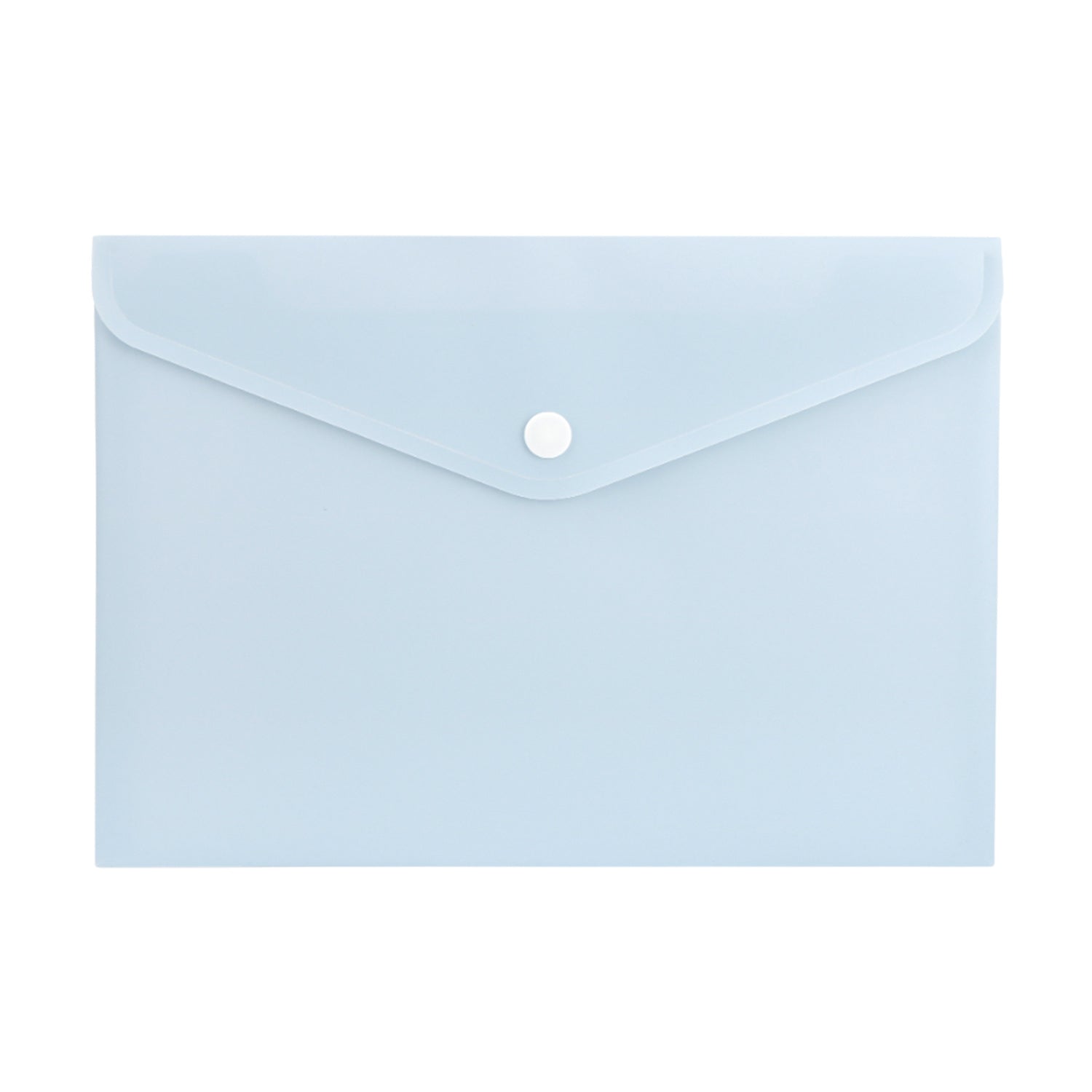 Pack of 12 A4 Light Pastel Blue Soft Touch Plastic Document Wallets with Button Closure