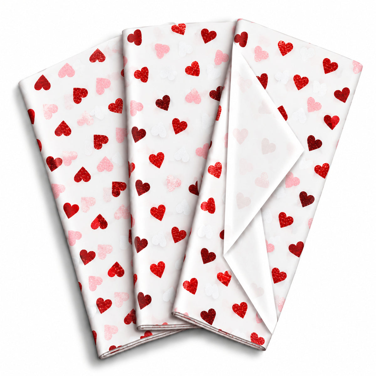 Pack of 5 Classic Hearts Design 50 x 70 cm Luxury Red Foil Tissue Sheets - Valentine, Wedding, Anniversary