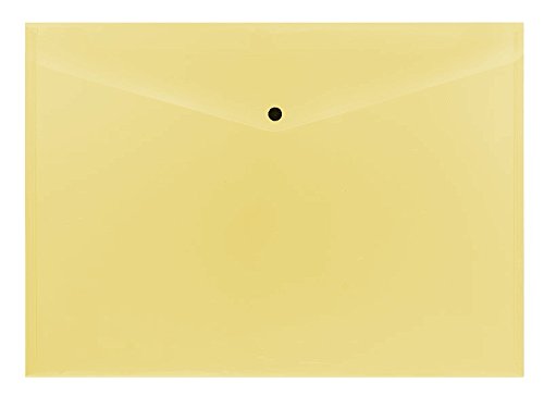 Pack of 12 Janrax A4 Yellow Document Wallets - Button Stud Folder