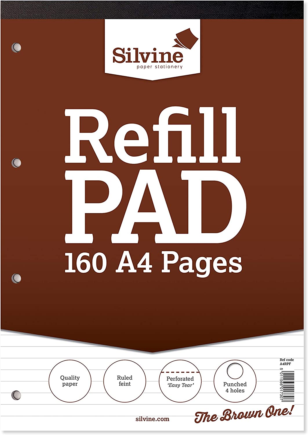 A4 8mm Feint Ruled 160 Pages Brown Refill Pad (210 x 297mm)