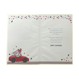 Age 21 Teddy In Red Car Design Birthday Card