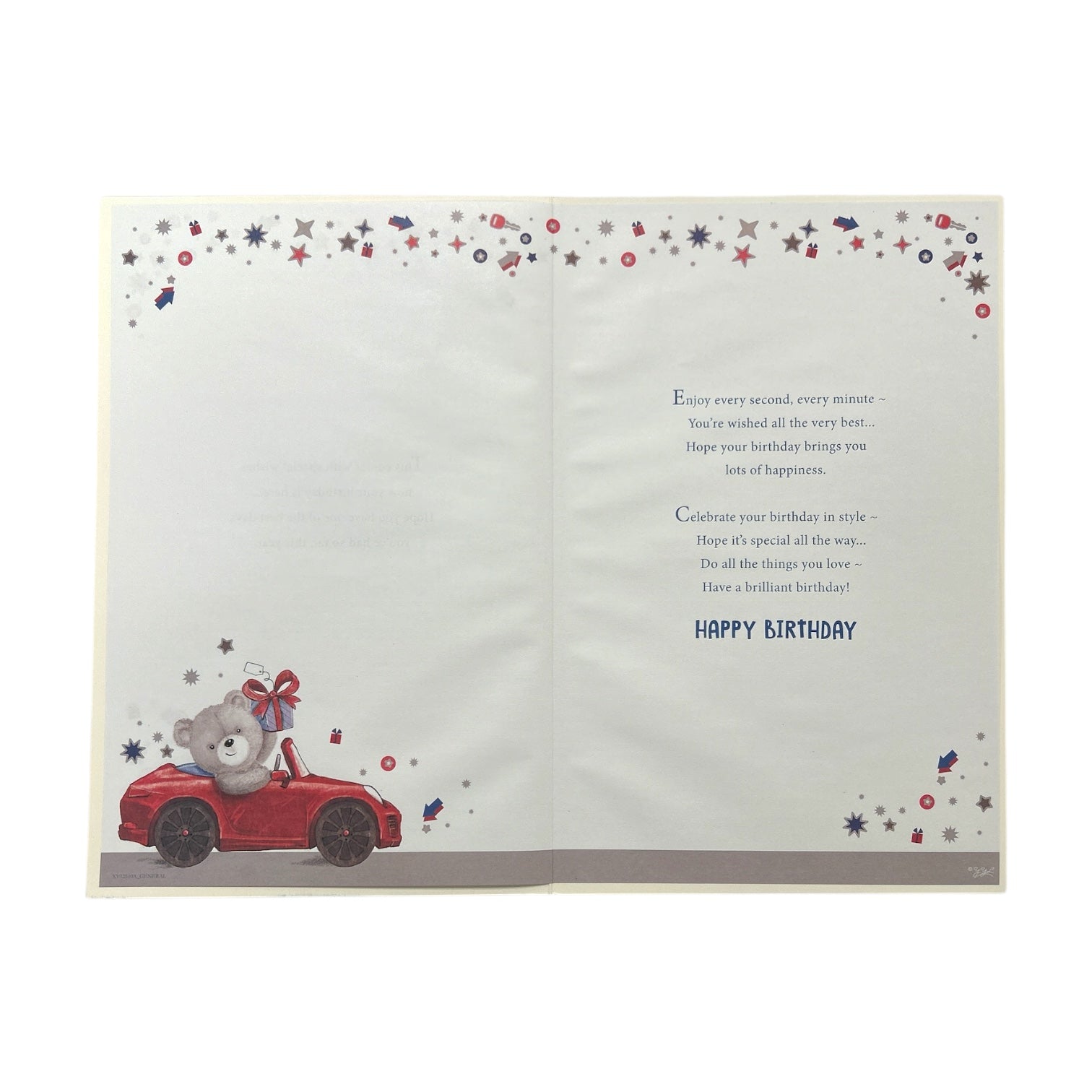 Age 21 Teddy In Red Car Design Birthday Card