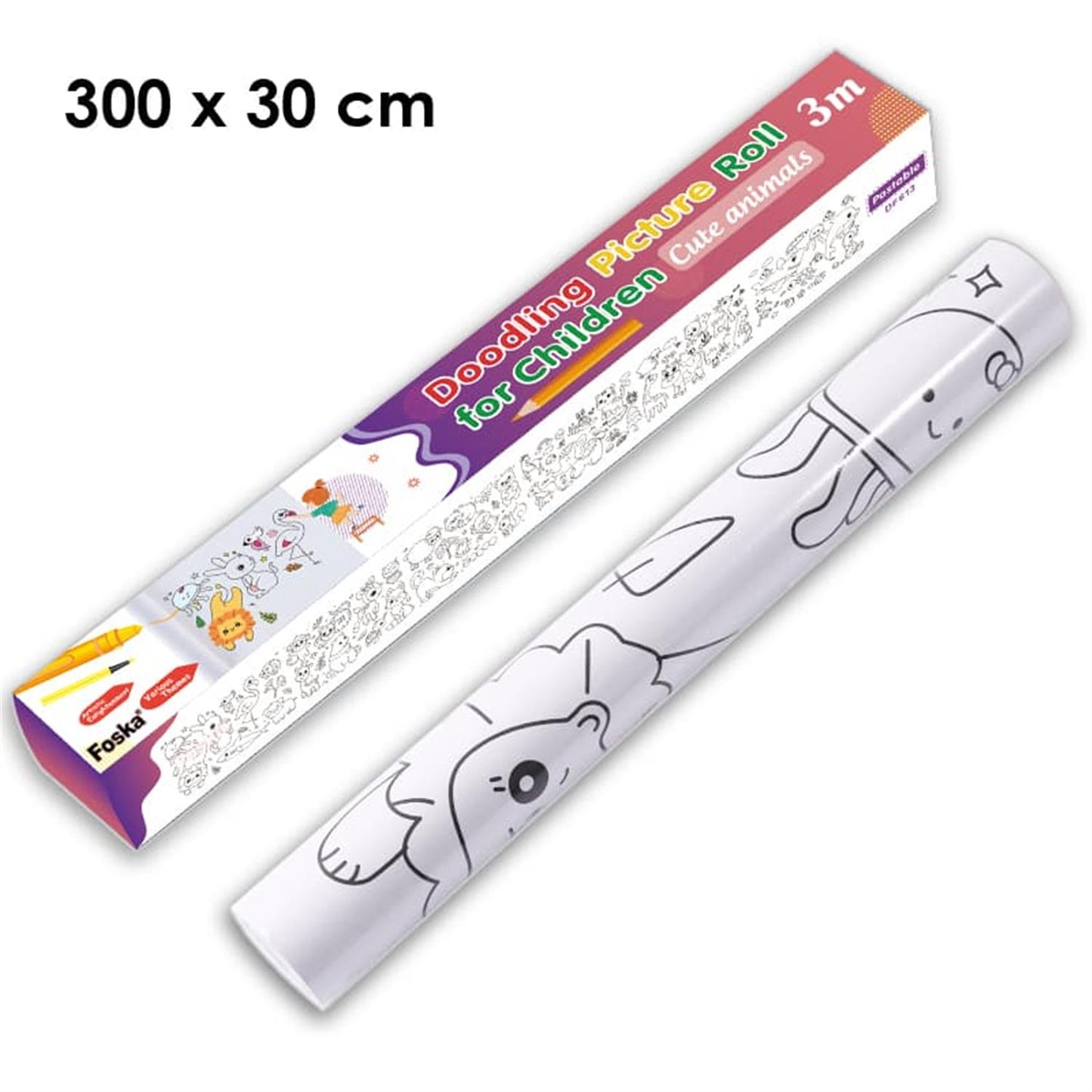 Cute Animals Cartoon DIY Long Painting Paper Roll for Kids 30×300cm