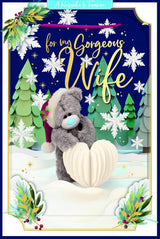 Bear With Paper Heart Gorgeous Wife 3D Christmas Keepsake Card