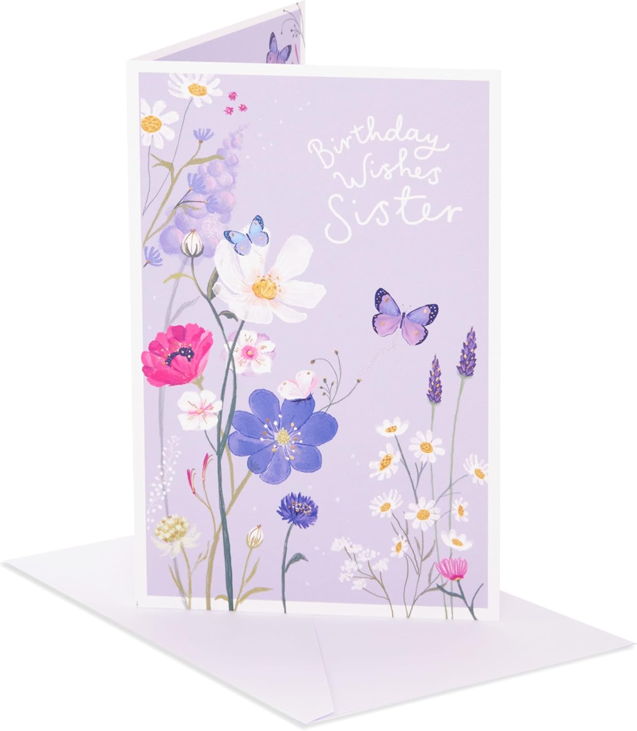 Flowers & Butterflies Design Sister Birthday Card