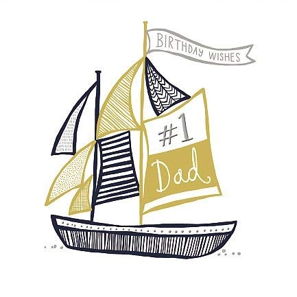 Hotchpotch Greetings Card Three 60 Dad Birthday Yacht {DC}
