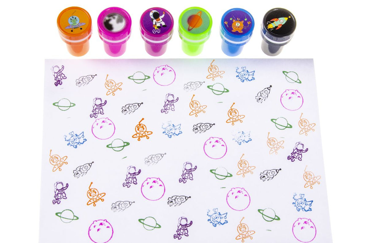 Pack of 12 Space Stamps - Party Bags Rewards Crafting Activities
